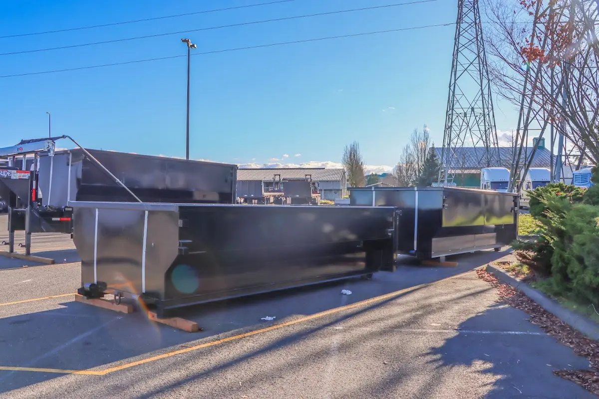 Roll-off dumpster ready for waste disposal at job site for Construction Dumpster Rental in Seward
